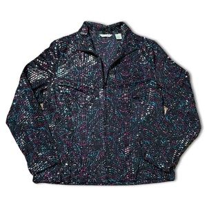 •Vintage Laura Ashley 80s 90s Style Zipper Shirt Jacket LARGE•